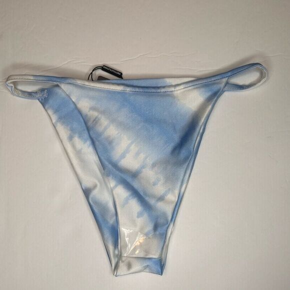 NWT PrettyLittleThing Women’s Blue Tie Dye Triangle Bikini Bottoms. Size 6 - Picture 4 of 10